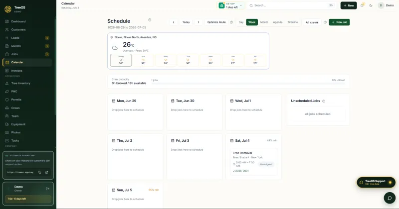 TreeOS Scheduling Calendar